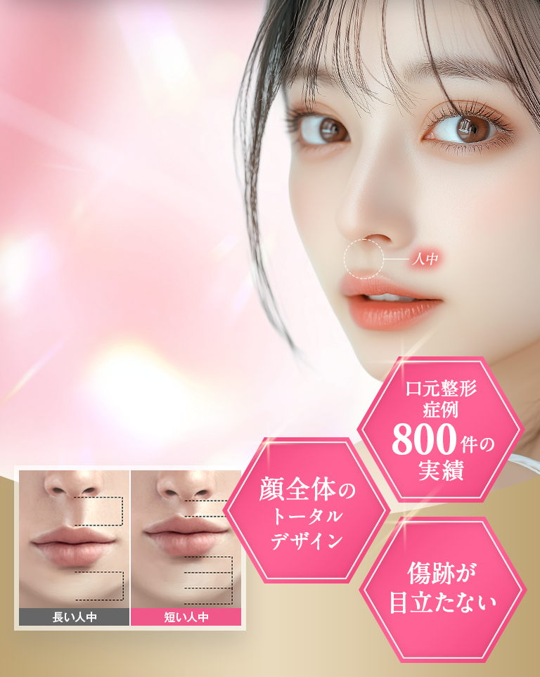 口元整形症例800件以上の実績｜顔全体のトータルデザイン｜傷跡が目立たない